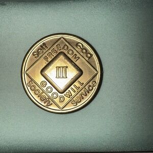 3 Years III - Narcotics Anonymous recovery medal token chip coin